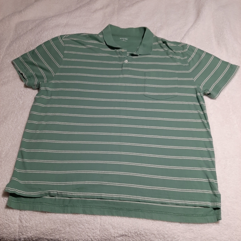 St. John’s Bay green striped short sleeve polo shirt size XXL